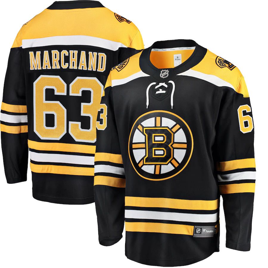 Men Boston Bruins #63 Brad Marchand Fanatics Branded Black Breakaway Player NHL Jersey